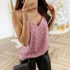 Womens Glitter Strappy Tank Tops Ladies Sexy  Cami Swing Vest Clubwear