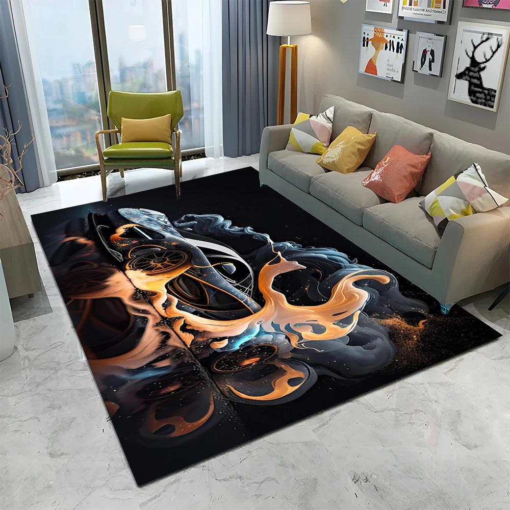 3D Future Sports Car HD Concept Car Cartoon Carpet Rug for Home Living Room Bedroom Sofa Doormat Decor,kids Non-slip Floor Mat