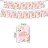 One First Happy Birthday Party Decorations Pink Flower Crown Disposable Tableware Baby Shower 1 Year Old Birthday Party Supplies