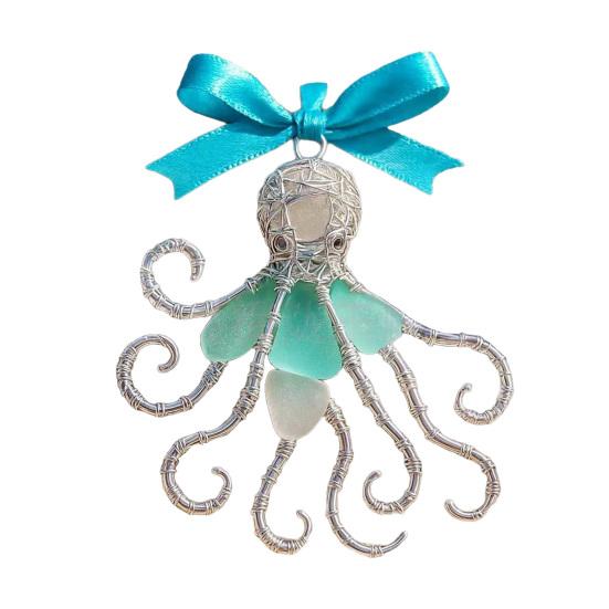 Yousheng Coastal Christmas Ornaments Ocean Themed Sea Glass Ornaments Acrylic Seahorse Dolphin Turtle Nautical Xmas Tree Ornament for Home Party Decor