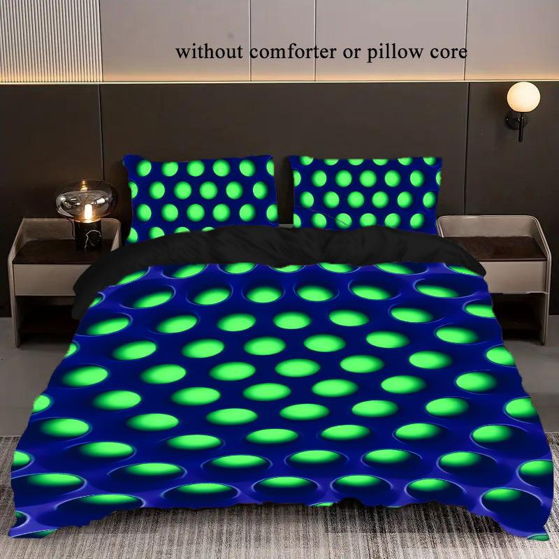 Three-Piece Honeycomb Quilt Cover 3D Digital Printing Bedding Kit