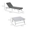 3 Pieces Garden Furniture Sets, 6 Seater Corner Sofa Set with Adjustable Backrest Chase Lounge with Slatted Metal Top Table, Padded Cushion, Grey