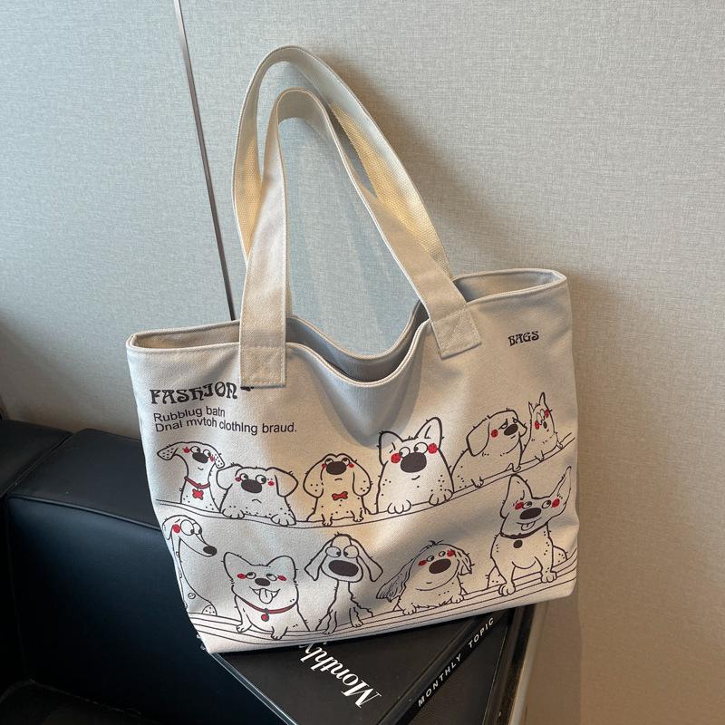 Корейская трендовая женская большая холщовая сумка-тоут, издание 2025 года – Универсальная, повседневная и вместительная наплечная сумка для поездок на работу
