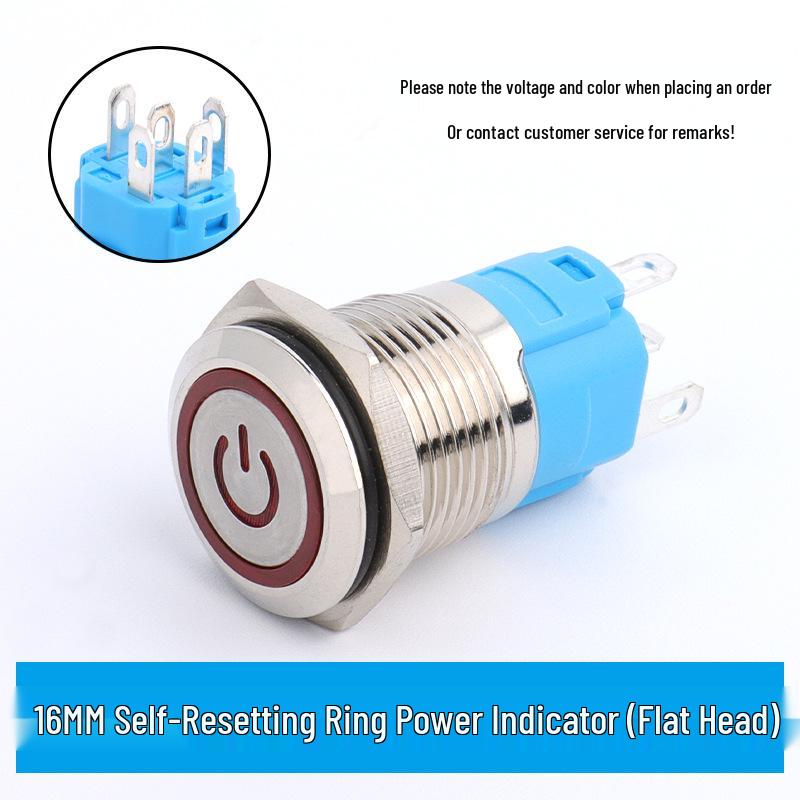 LED Ring Metal Push Button Switch: 12mm, 16mm, 19mm, 22mm - Momentary & Latching Options