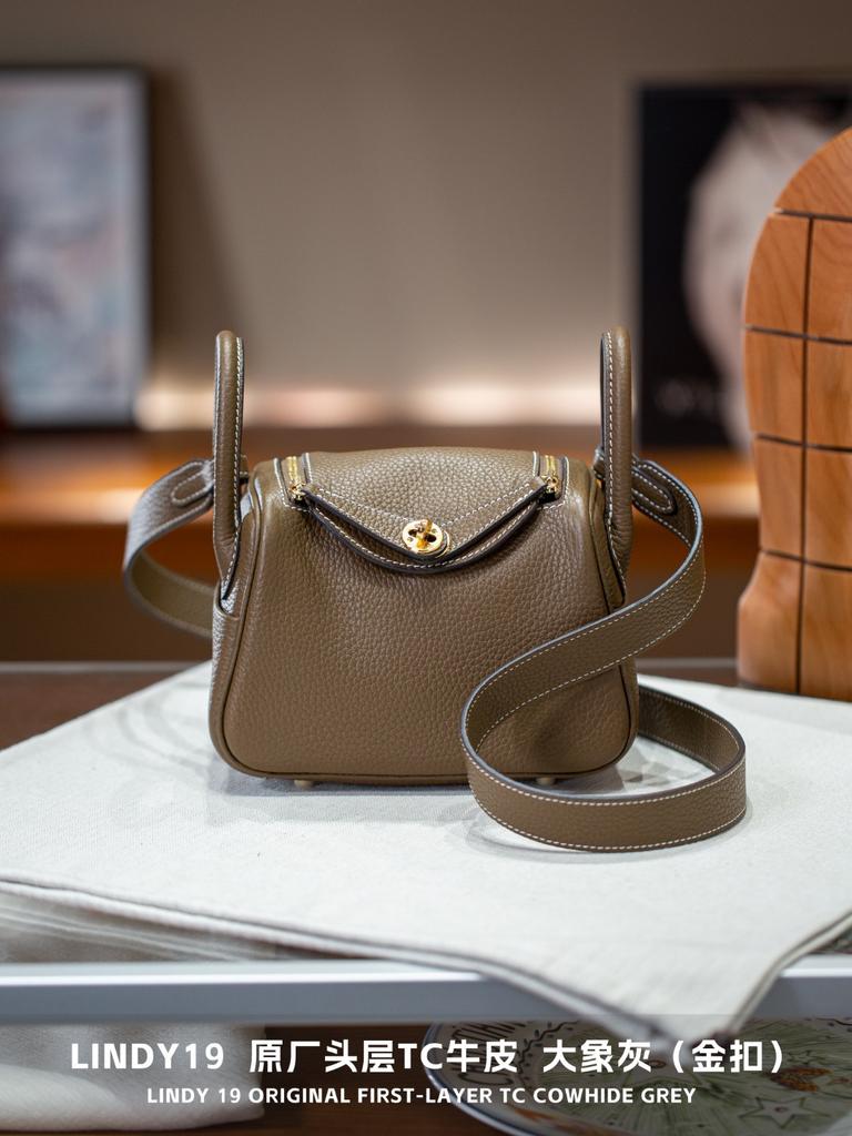 19cm TC Leather Card Case Real Leather Doctors Bag Five Gold Handheld Crossbody Single Shoulder Womens Bag Fashion