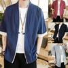 Fashion Men Japanese Yukata Coat Kimono Outwear Tang Suit Hanfu Cotton Vintage Loose Top