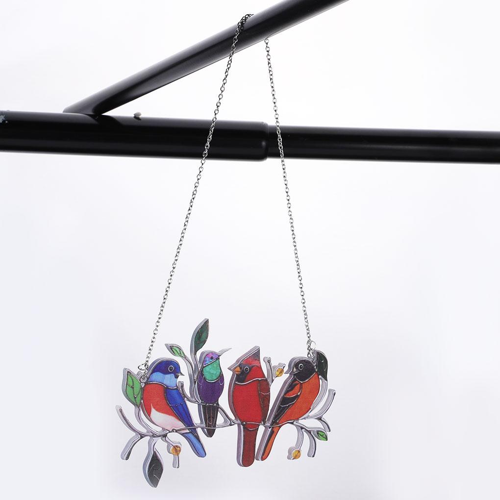 Stained Glass Color Birds Acrylic Window Wall Hanging Pendant Decorative Decors