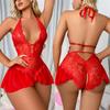 Crotchless Porno Lingerie for Women Neck Deep V Bra Sexy Backless Bodysuit Short Dress Underwear Sets Hot Women's Underwear Doll