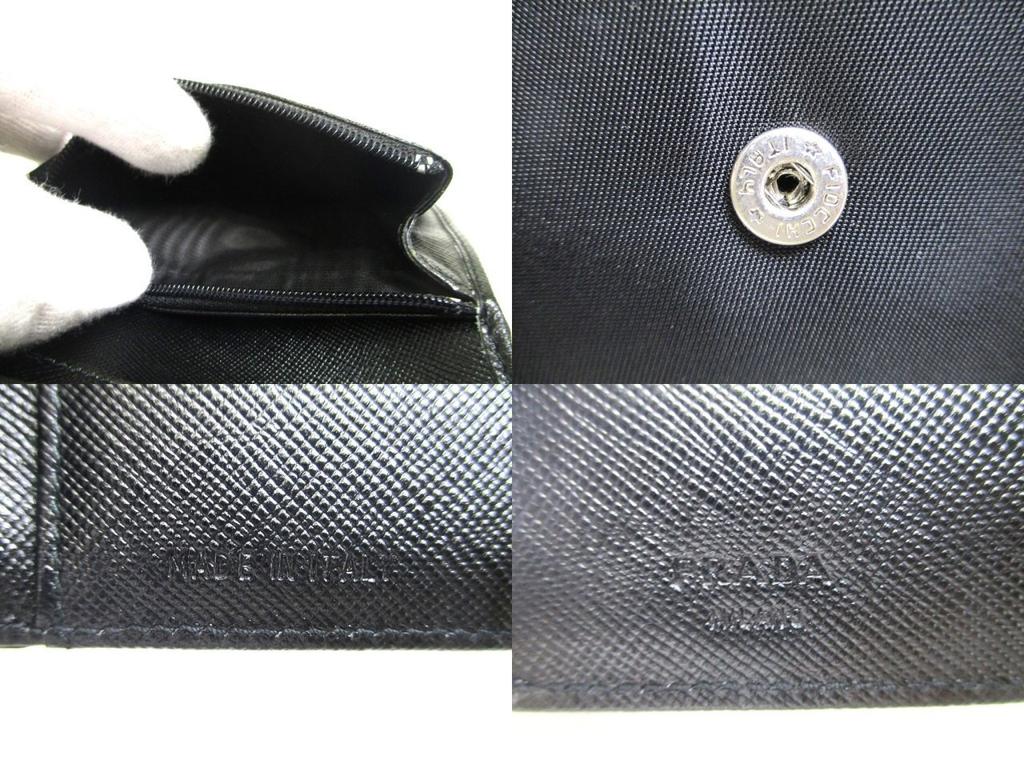 Оригинальный черный нейлоновый и кожаный трехскладной кошелек PRADA #a578 Открытая коробка