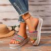 2024 New Fashion Color Matching Women's Slippers Open Toe Comfortable Summer Versatile Thick Sole Mid Heel Zapatos De Mujer