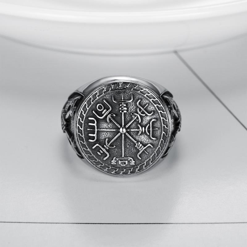 Vintage Viking Totem Double Axe Men's Ring Personalized Jewelry Gift