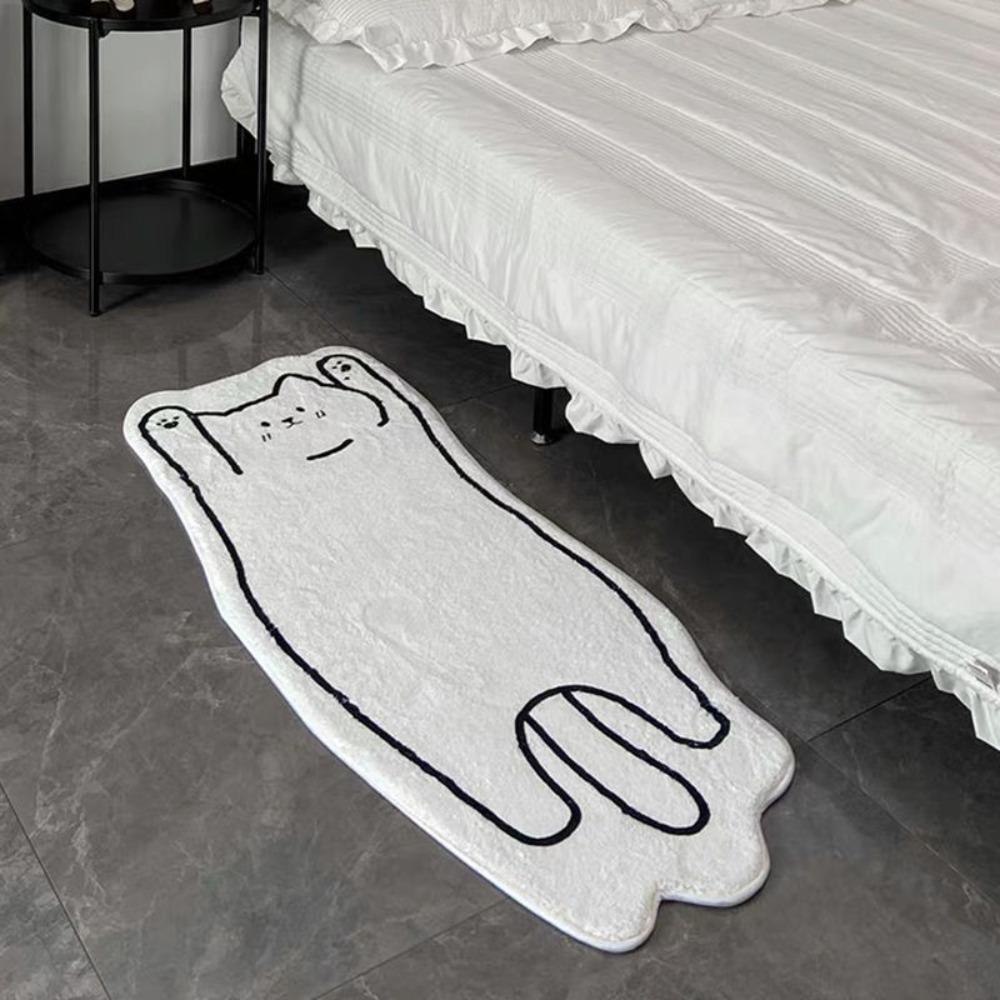 Irregular Cartoon Animal Carpet Thickened Bedside Rug Cute Cat Floor Mat Home Decor