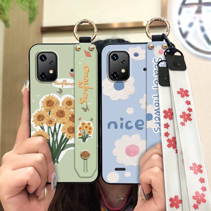 Oil Painting Flower Phone Case For UMIDIGI Bison X20 Wristband Wrist Strap Kickstand Soft Case Ring Protective Durable