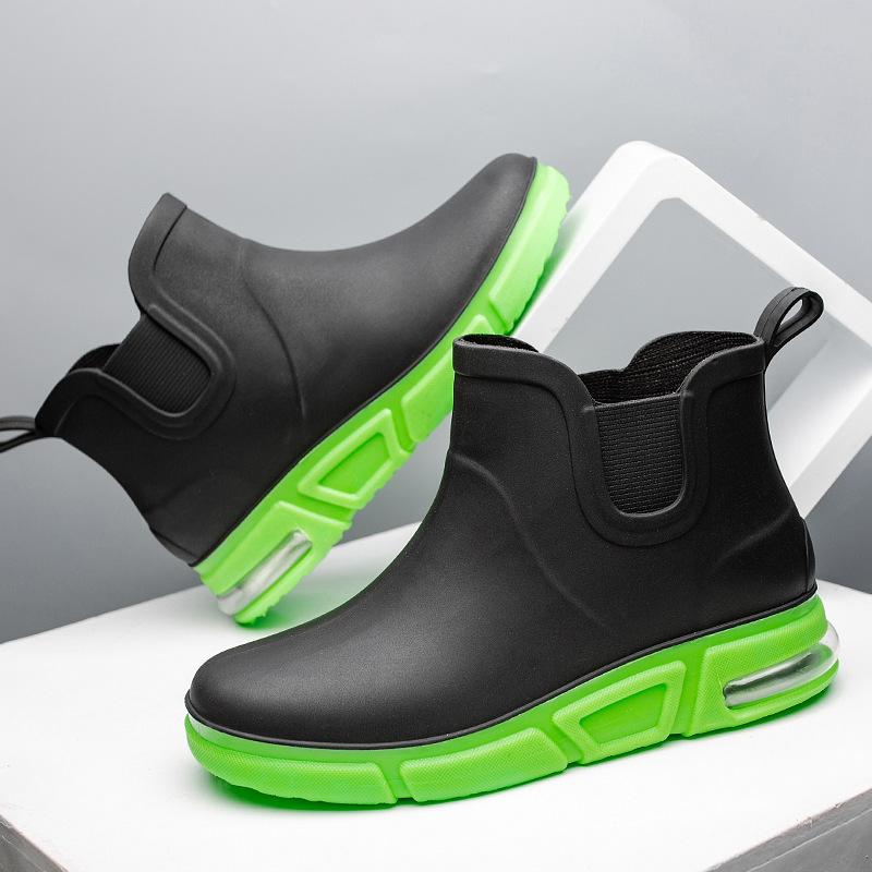 Модные мужские резиновые сапоги, водонепроницаемые резиновые сапоги, ботильоны для рыбалки, мойки автомобиля, водонепроницаемые, ПВХ, мужские, зимние, модные, для улицы, плоские, нескользящие, удобные