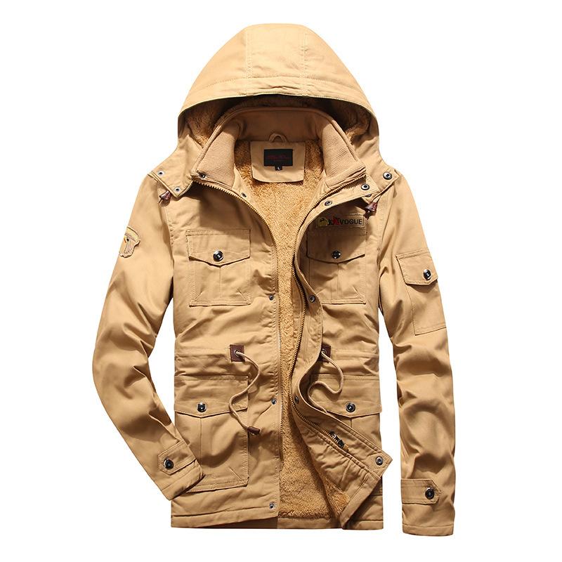 Medium and Long Washed Cotton-padded Men's Hooded Thickened Plus Size Casual Cotton-padded Men's Jacket