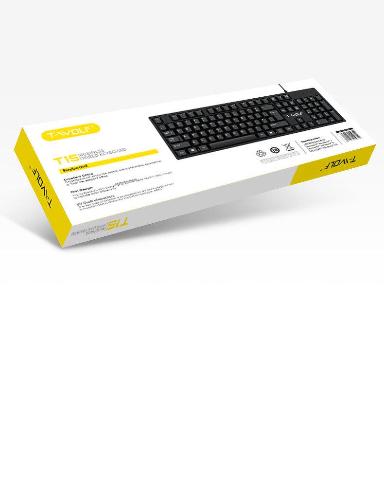 USB-проводная клавиатура T-WOLF T15 для офиса, ноутбука и настольного компьютера
