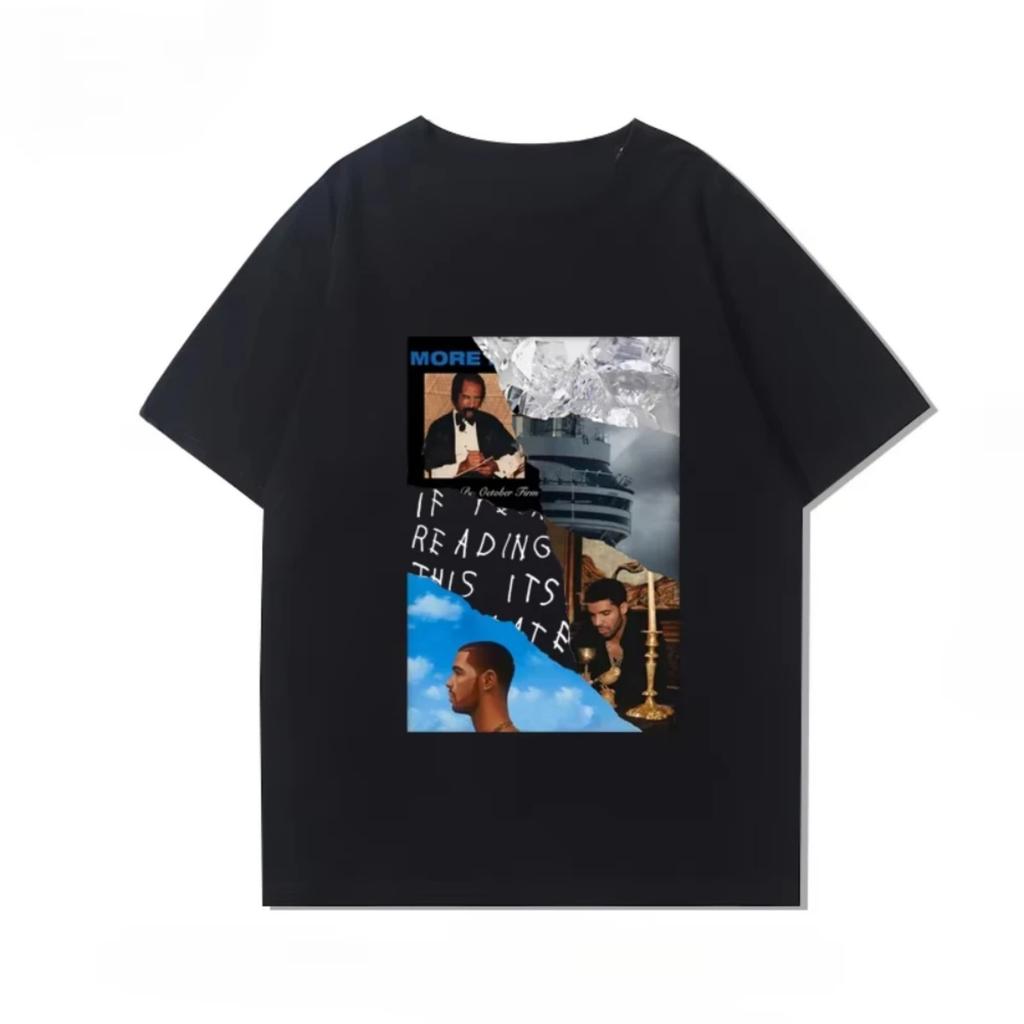 2025 New Short Sleeve Print T-shirt Album Joint Hip Hop Rap Rap American and High Street Summer Cotton Clothes Top Tee