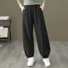 Женские модные повседневные брюки Весна Лето Свободного кроя Эластичная талия Хлопок Лен Зауженные брюки до щиколотки
