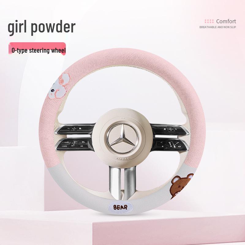 Classic Linen Steering Wheel Cover, Universal 38CM, All-Season Use