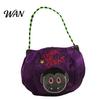Soft Fabric Halloween Bag Trick or Treat Bucket, 9.8x5.9 Inch Pumpkin Witch Black Cat Plush Large Capacity Candy Holder Tote Bag, Basket with