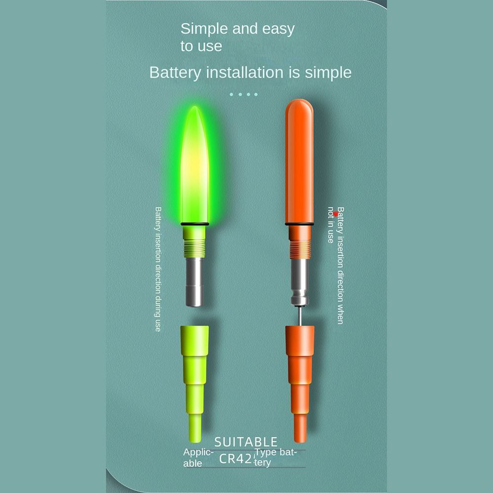 1 шт. Суперяркий светодиодный рыболовный поплавок, светящийся верх для ночной рыбалки, верх поплавка, батарейка CR425