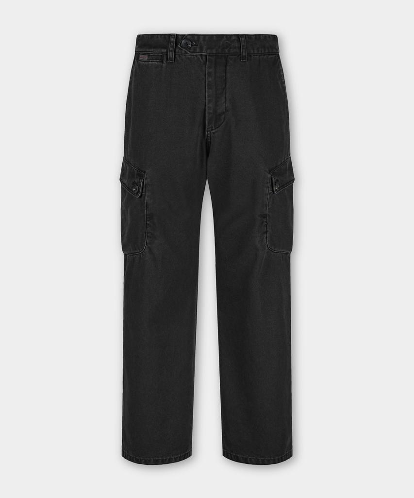 BIRBANTE Garment-Washed Cargo Chino Pants - Black