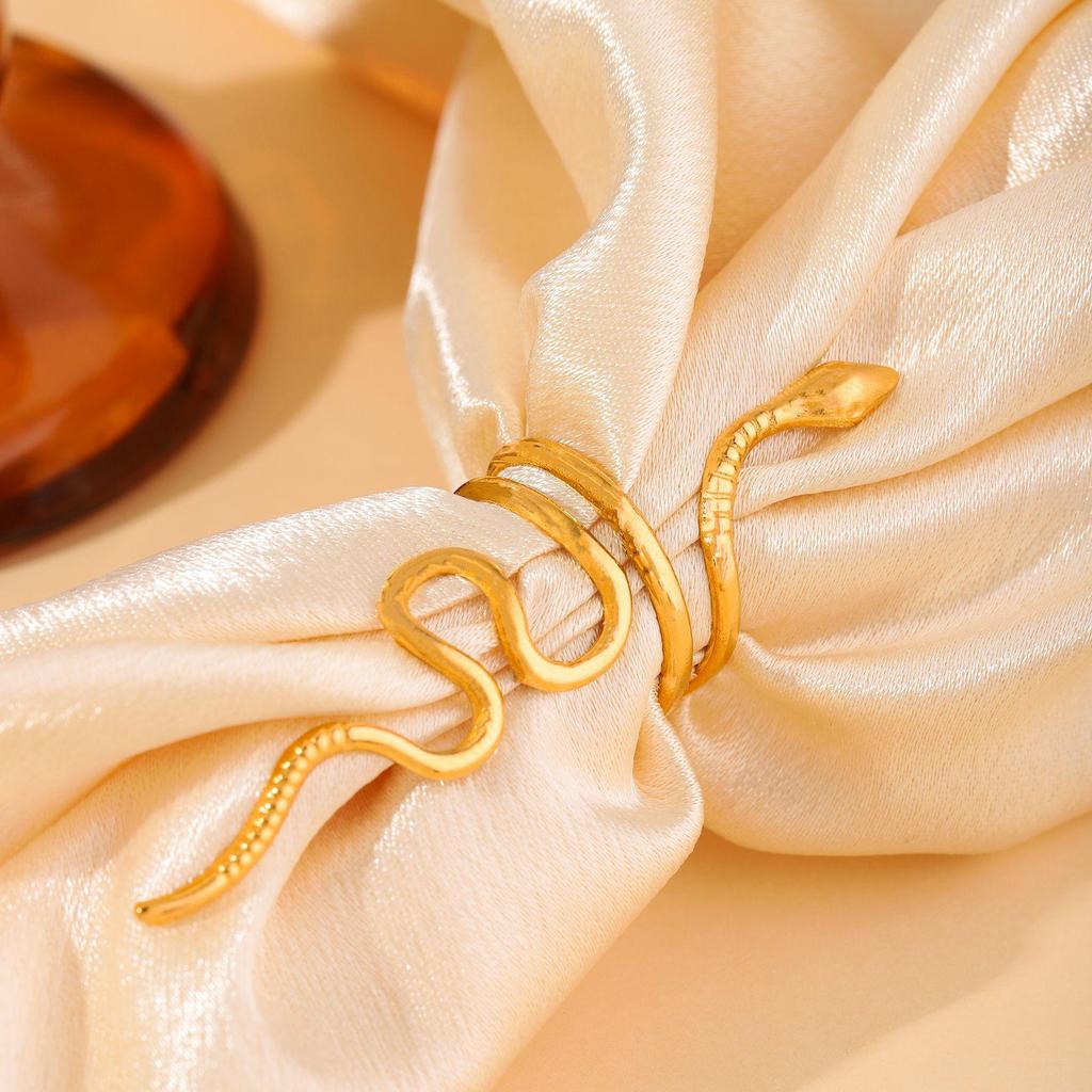 Gold-Plated Stainless Steel Snake-Shaped Open Ring