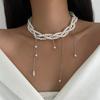 Exquisite French Style Necklace For Women Light Luxury Y2K Multi Layer Imitation Pearl Tassel Neck Chain Girls Trendy Choker