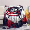 1Pc Columbus Blue Jackets Print Flannel Blanket, High quality Comfortable for All Seasons, Home Decor, Warmth and Comfort, Perfect for Gifts