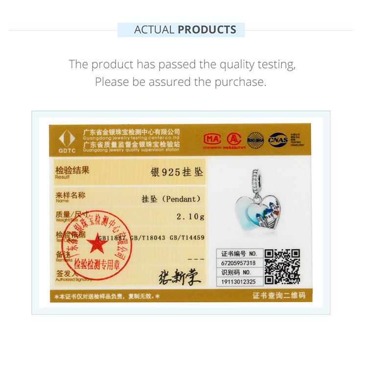 WOSTU 925 Sterling Silver Love Heart-shape Charm Pendant Santorini Castle Charming Scenery Beads for Original 3mm Bracelets & Necklaces DIY Jewelry