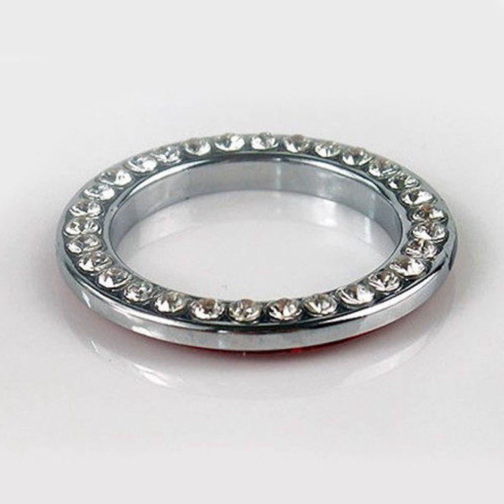Hot Accessories Silver Circle Car Decoration Diamond Start Switch Button Ring