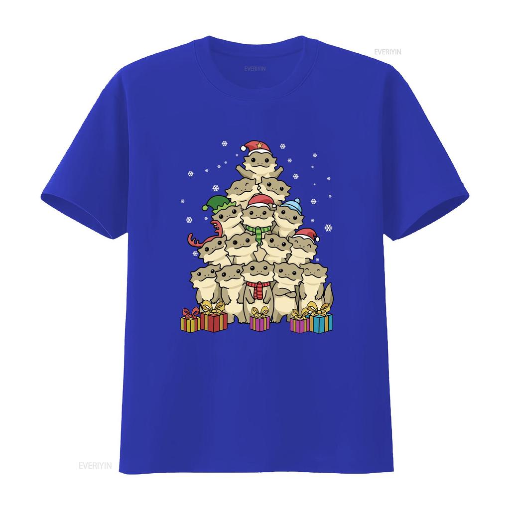 Bearded Dragon Christmas Tree T shirt vintage Washed Unisex Top For Everyday Wear streetwear Slightly Casual Breathable