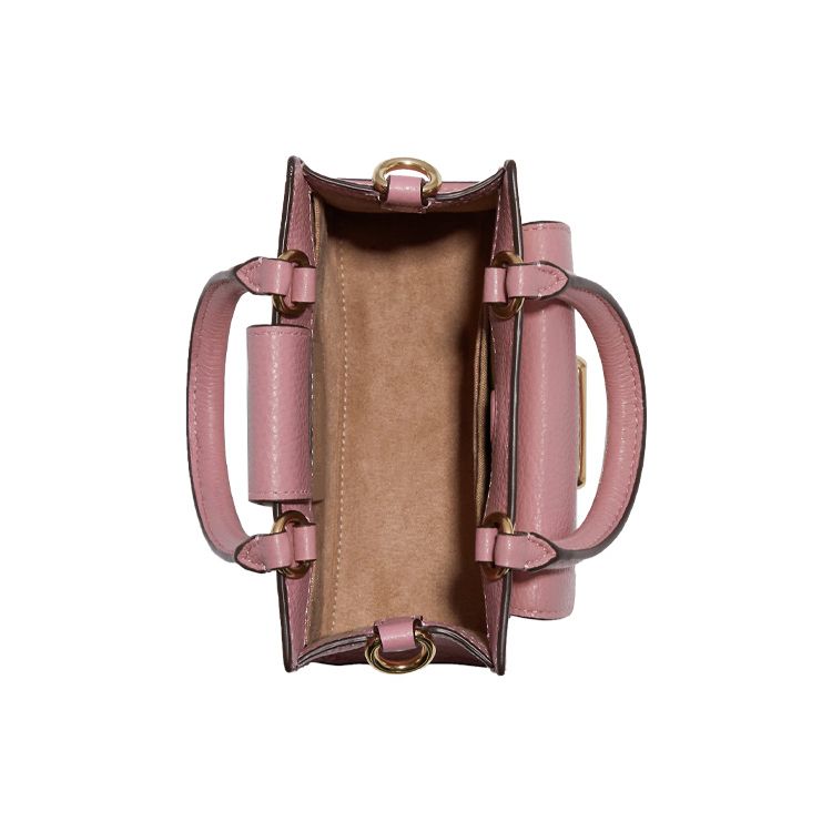 Coach Pepper 17 Heart Petal Print Magnetic Closure Canvas And Leather Mini Handbag Women handbag White Pink C7599-IMCAH