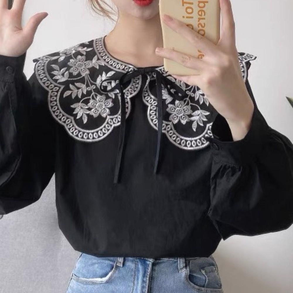 Sweet Hollow Out False Collar Knitted Blouse Shoulders Fake Collar Spring