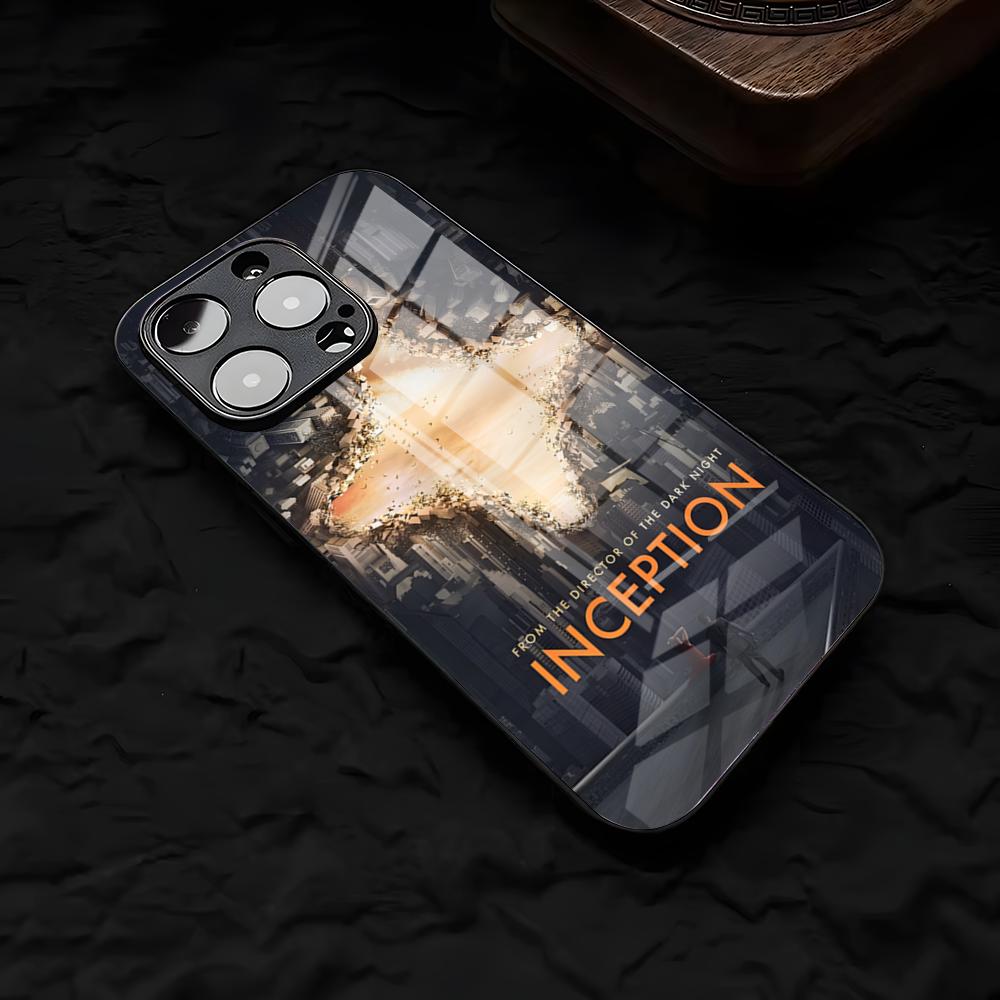Чехол для телефона W-works I-Inception для iPhone 17 Air 16 E Pro Max 15 14 13 Mini 12 Pro 11 Max Plus Черная стеклянная крышка