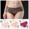 Traceless One-piece Ice Silk Panties Ladies Sexy Lace Midriff Panties Cotton