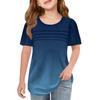 Children Fold T-shirts Short-sleeved Summer Round Collar Gradient Leisure Coat T-shirt
