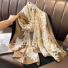 Fashion Print Large Shawl Wraps Silk Scarf Women Luxury Brand Satin Headband Hijab Bandana Turban Foulard Summer Beach Stoles