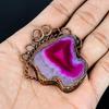 Pink Solar Druzy Pendant Gemstone Jewelry, Copper Electroformed Pendant, Gift For Women Handmade Pendant