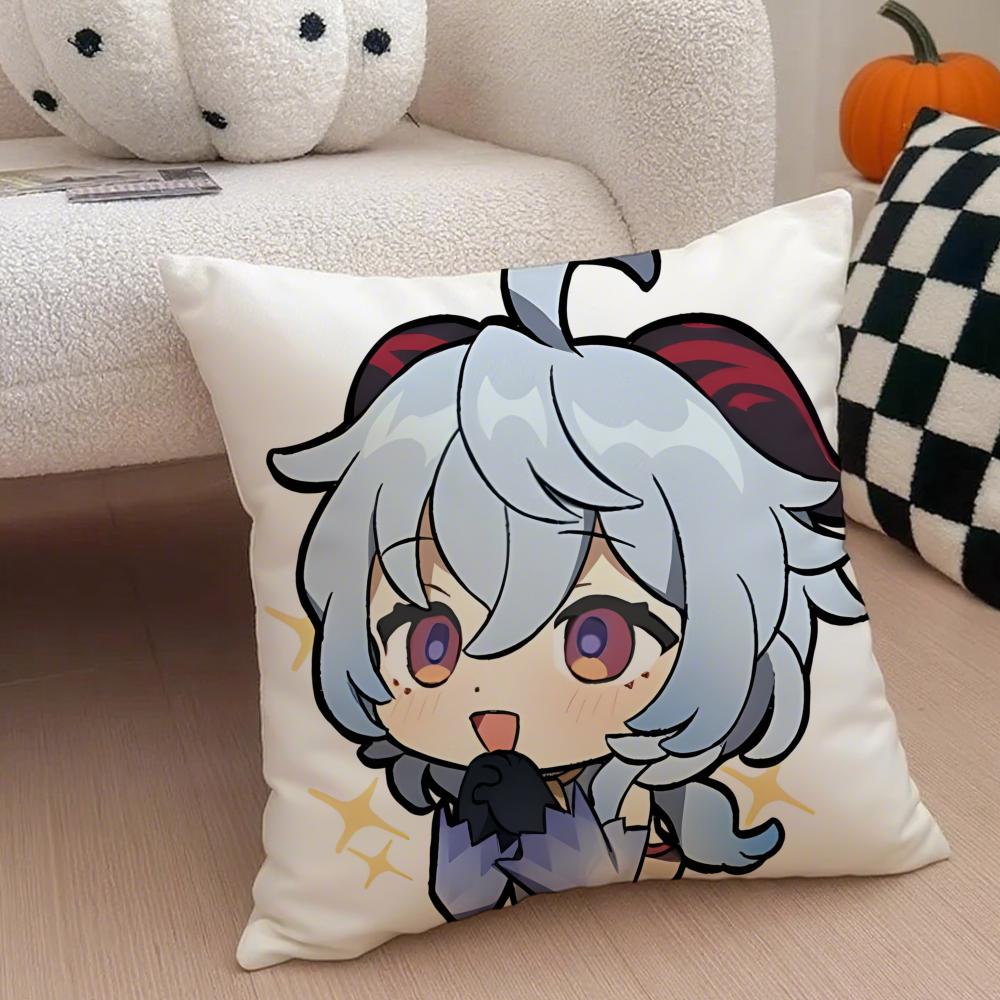 miHoYo hot funny Genshin emotes meme Cushion Cover Throw Pillow Cover Hidden Button Durable Polyester Chair Cushion