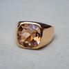 Cushion Cut Peach Morganite Quartz 925 Sterling Silver Rose Gold Overlay Ring Jewelry, Signet Wedding Gift Ring