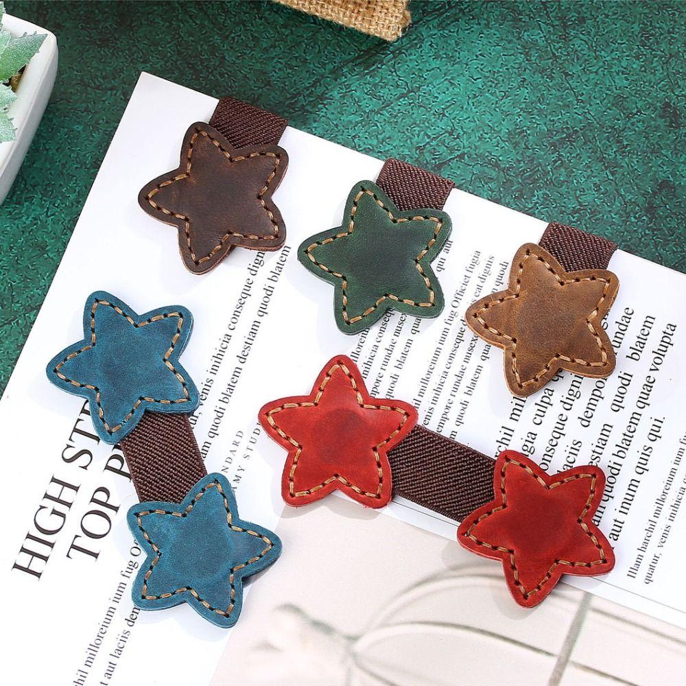Pen Clip Reading Page Mark Double-sided Page Divider Retro Magnetic Star Bookmark Students