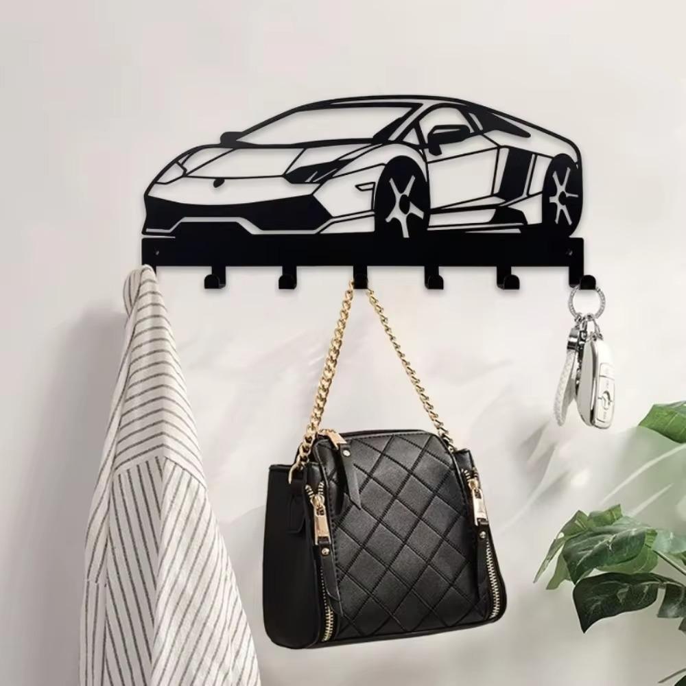 1 шт. Металлический настенный держатель для ключей (7-крючковый) - Черный декоративный органайзер для ключей от машины, настенный для прихожей