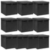 VidaXL Storage Boxes with Lid 10 Pcs Black 32x32x32cm Fabric