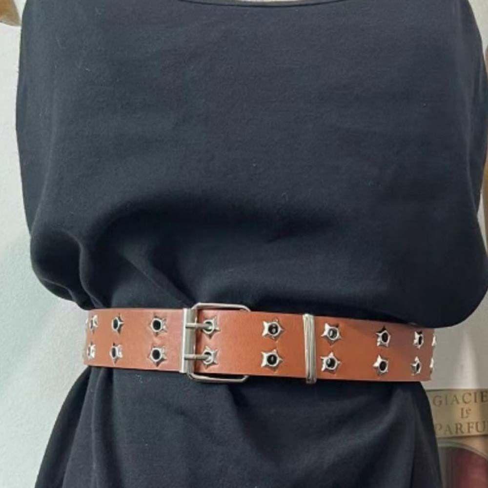 Man Belt Accessories Star Hole Waist Strap Korean Waist Belts Women Waistband Double Grommet Hole