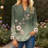 Женская модная и повседневная рубашка с длинным рукавом, V-образным вырезом, на пуговицах, с принтом, блузка, топ