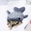 Yousheng Children Purse Cartoon Shark Shape Zipper Closure Soft Plush Kids Wallet Changes Pouch Cosmetic Bag Data Line Earphone Storage Bag