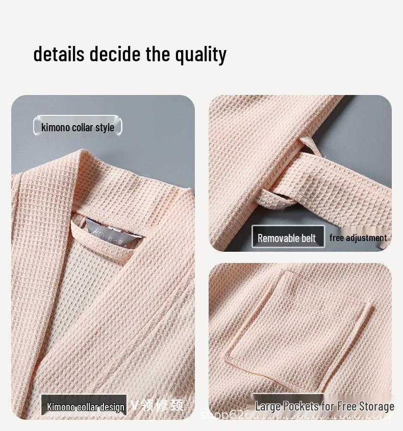 Unisex Quick-Dry Waffle Bathrobe for Home, Hotel, or Spa