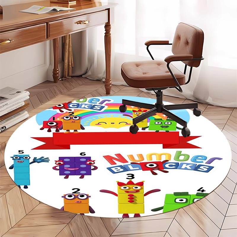 Коврик круглый с принтом Numberblocks, ковер, коврик под стул, ковер для зоны, коврики для прихожей, для офисного кресла, гостиной, спальни, кухни.