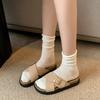 Women's Fashion Flat Slippers Summer New Round Head Open Toe Suede Metal Buckle Anti-slip Wear-resistant Sandals